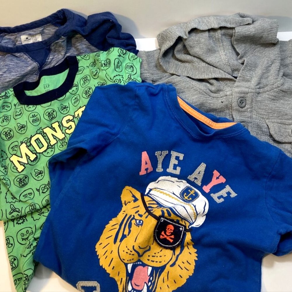Gap Baby Boys Size 4/4T Lot Of 5 Pieces Long Sleeves + Snug-Fit Short PJs